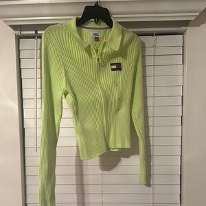 Tommy Hilfiger Women's Lime Green Ribbed Top